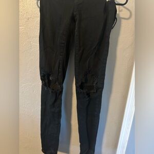 American eagle distressed black jeggings
